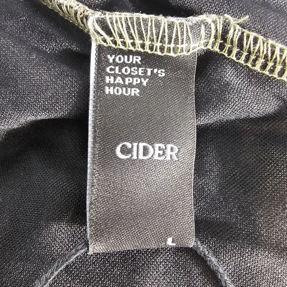 Cider Womens Abstract Portrait Graphic Mesh Bodysuit Ruched Brown Olive Large - Picture 6 of 11